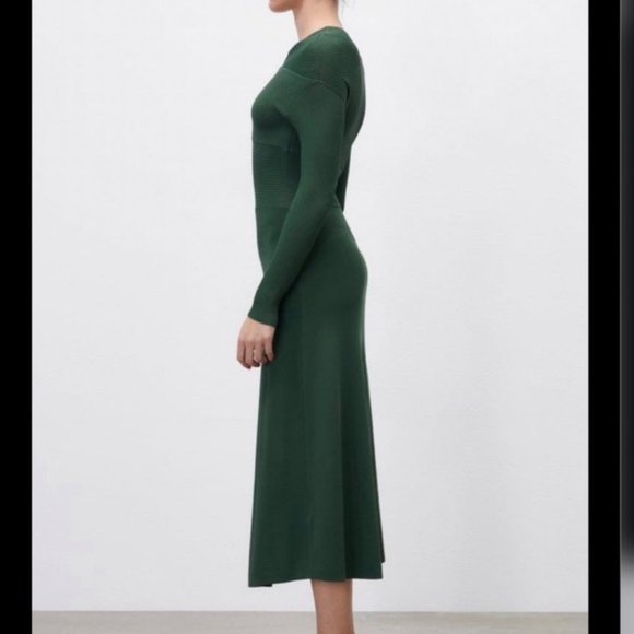 Asymmetric green Zara dress, size S - Picture 3 of 7